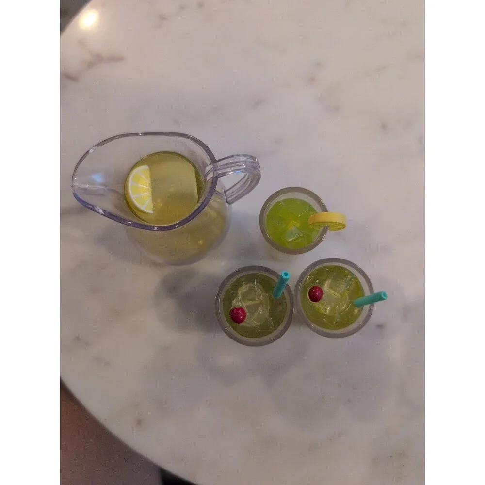 Minis Lemonade Pitcher and 3 Cups for Doll House Miniatures or American Dolls